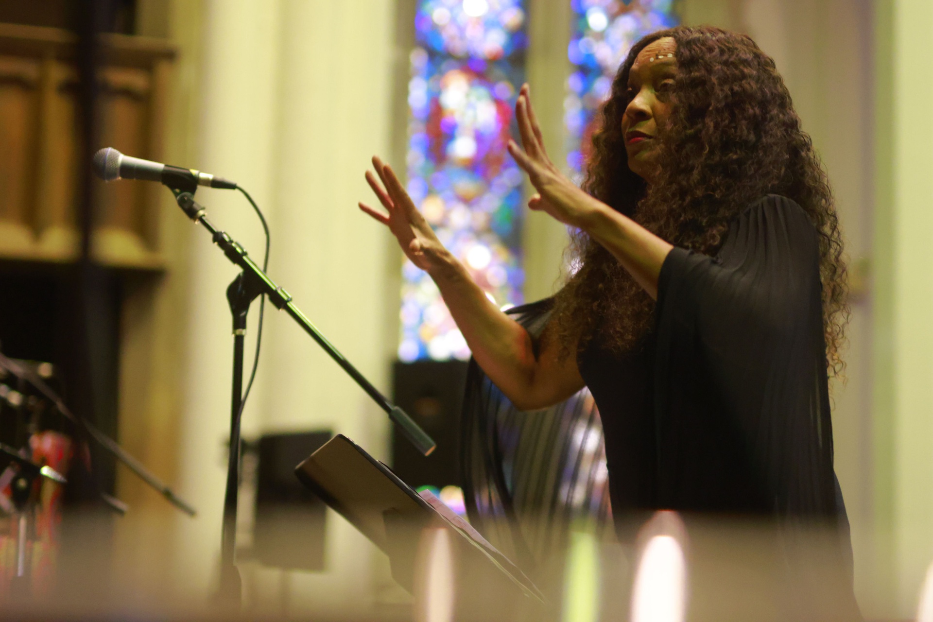 Coco Elysses conducting at the First Church for the AACM